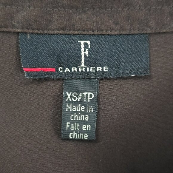 F Carriere Women's Silk Blend Espresso Brown Long Sleeves Button Down Blouse XS - Picture 11 of 16